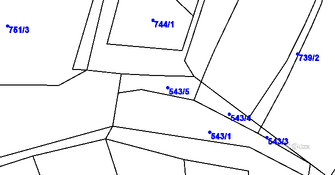 Parcela st. 543/5 v KÚ Jasenka, Katastrální mapa