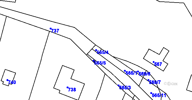 Parcela st. 565/4 v KÚ Jasenka, Katastrální mapa