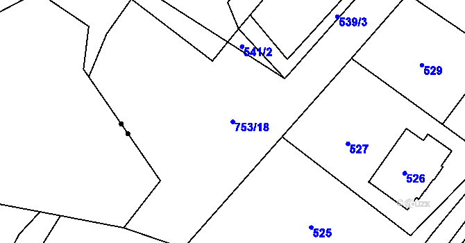 Parcela st. 753/18 v KÚ Jasenka, Katastrální mapa