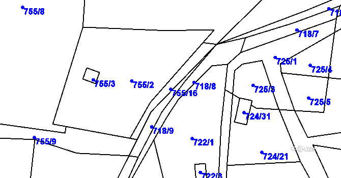 Parcela st. 755/16 v KÚ Jasenka, Katastrální mapa