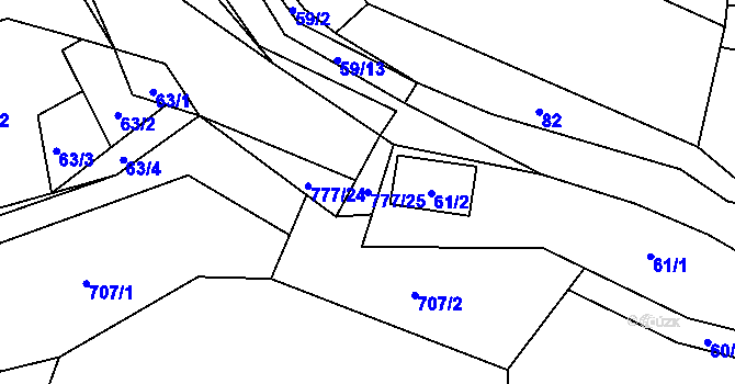 Parcela st. 777/25 v KÚ Jasenka, Katastrální mapa
