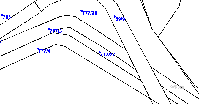 Parcela st. 777/27 v KÚ Jasenka, Katastrální mapa