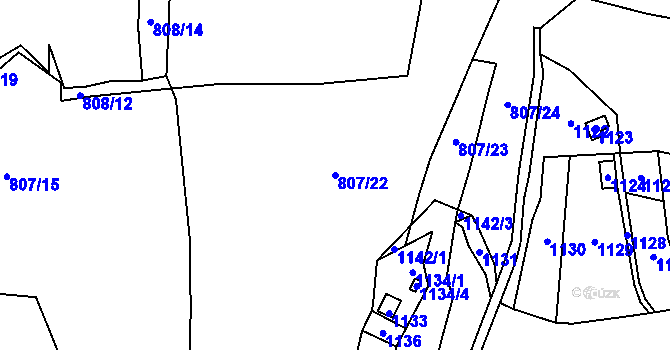 Parcela st. 807/22 v KÚ Jasenka, Katastrální mapa