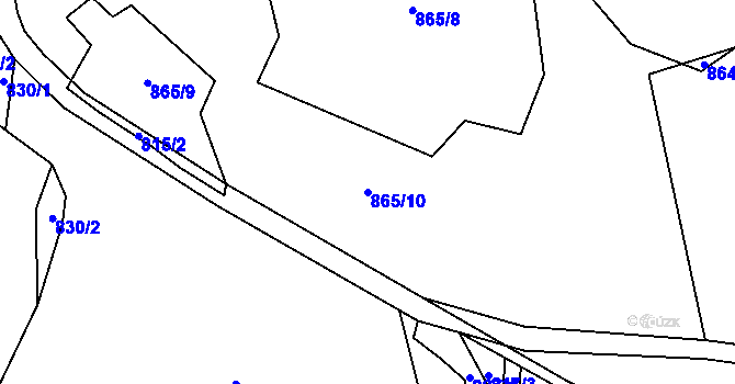 Parcela st. 865/10 v KÚ Jasenka, Katastrální mapa