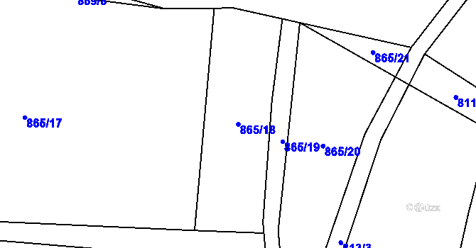 Parcela st. 865/18 v KÚ Jasenka, Katastrální mapa