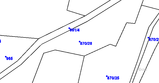Parcela st. 870/28 v KÚ Jasenka, Katastrální mapa