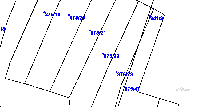 Parcela st. 875/22 v KÚ Jasenka, Katastrální mapa