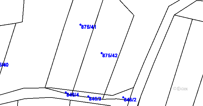 Parcela st. 875/42 v KÚ Jasenka, Katastrální mapa