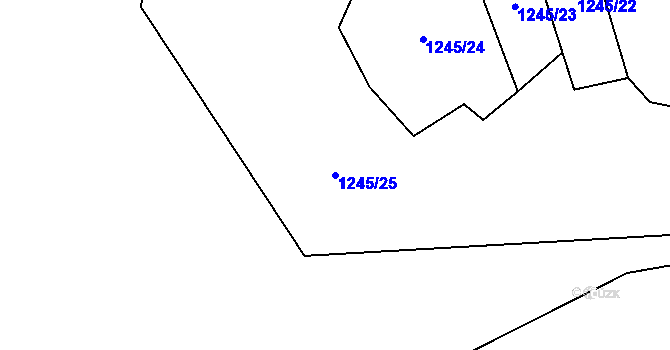 Parcela st. 1245/25 v KÚ Jasenka, Katastrální mapa