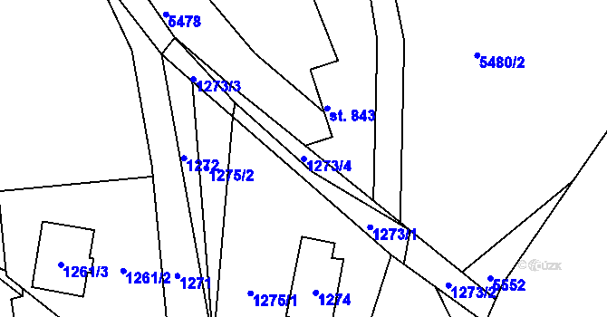 Parcela st. 1273/4 v KÚ Jasenka, Katastrální mapa