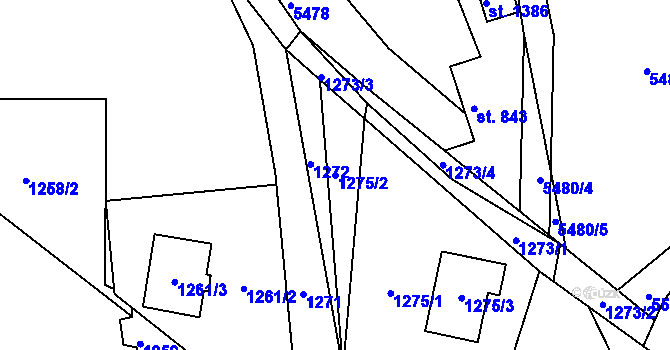 Parcela st. 1275/2 v KÚ Jasenka, Katastrální mapa