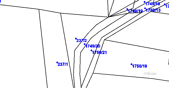 Parcela st. 1749/20 v KÚ Jasenka, Katastrální mapa