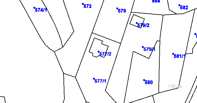 Parcela st. 577/2 v KÚ Jasenka, Katastrální mapa