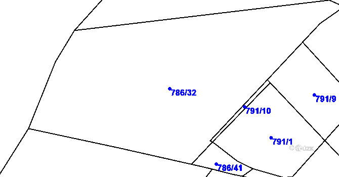 Parcela st. 786/32 v KÚ Jasenka, Katastrální mapa