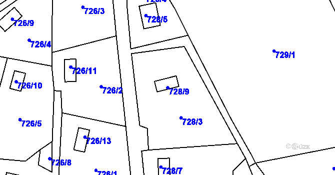 Parcela st. 728/9 v KÚ Jasenka, Katastrální mapa
