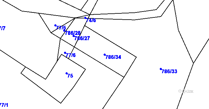 Parcela st. 786/34 v KÚ Jasenka, Katastrální mapa