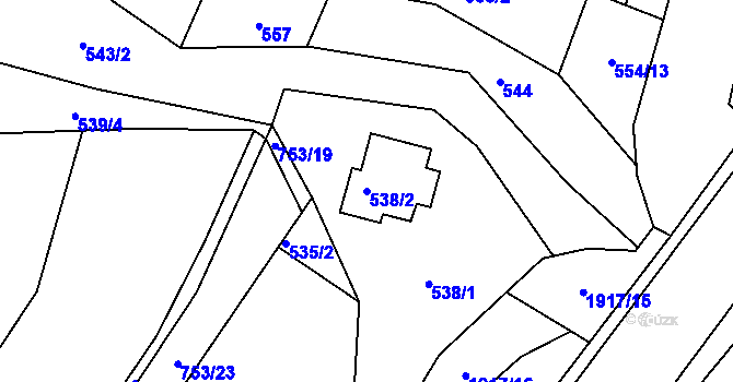 Parcela st. 538/2 v KÚ Jasenka, Katastrální mapa
