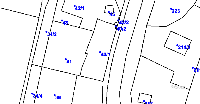 Parcela st. 40/1 v KÚ Jasenka, Katastrální mapa