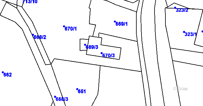 Parcela st. 670/3 v KÚ Jasenka, Katastrální mapa