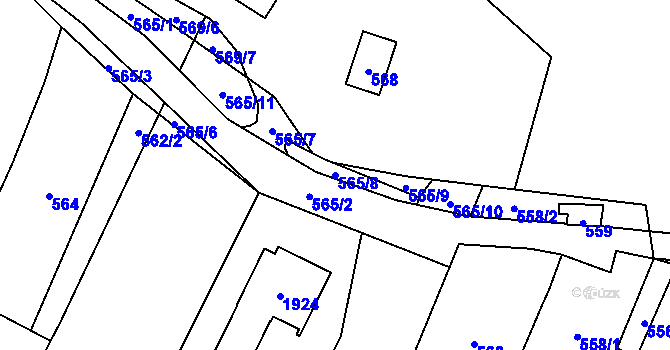 Parcela st. 565/8 v KÚ Jasenka, Katastrální mapa