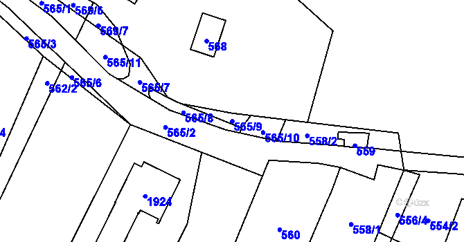 Parcela st. 565/9 v KÚ Jasenka, Katastrální mapa