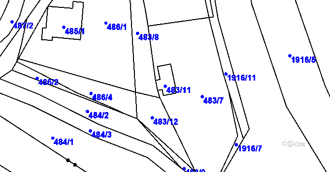 Parcela st. 483/11 v KÚ Jasenka, Katastrální mapa