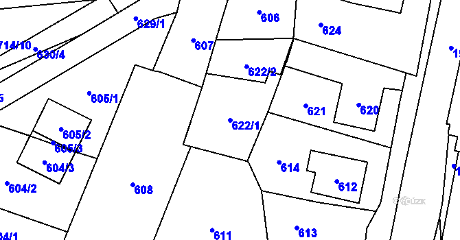 Parcela st. 622/1 v KÚ Jasenka, Katastrální mapa