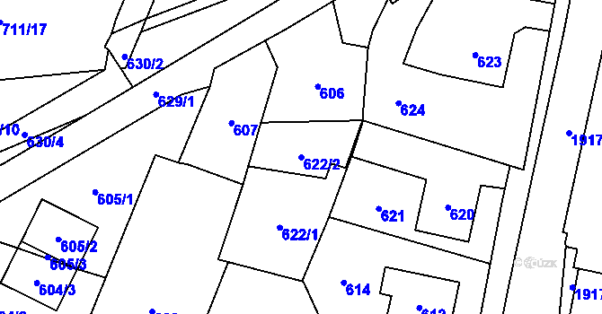 Parcela st. 622/2 v KÚ Jasenka, Katastrální mapa