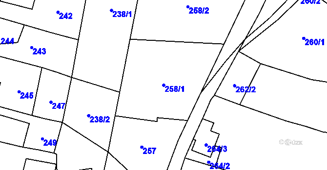 Parcela st. 258/1 v KÚ Jasenka, Katastrální mapa
