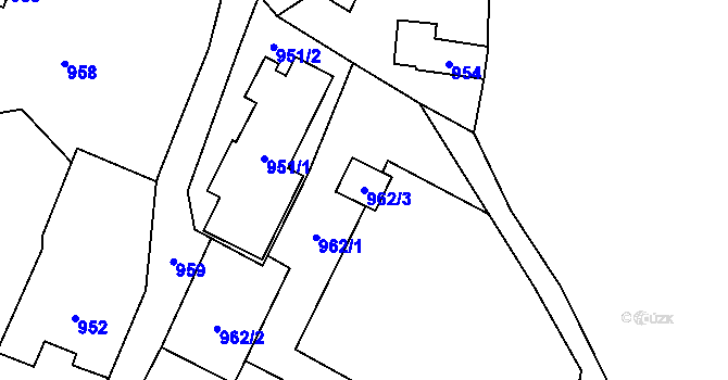 Parcela st. 962/3 v KÚ Jasenka, Katastrální mapa