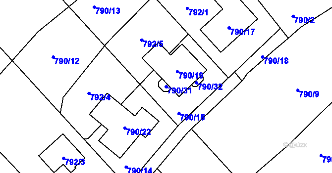 Parcela st. 790/31 v KÚ Jasenka, Katastrální mapa