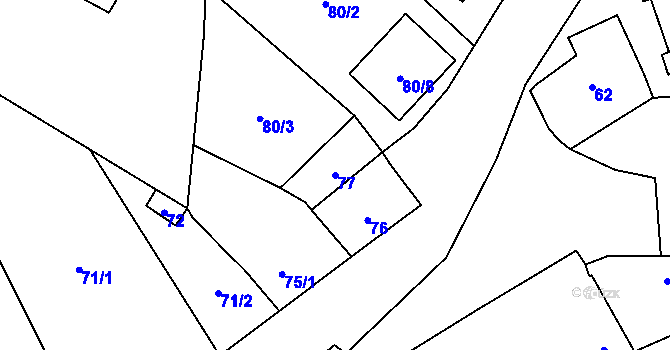Parcela st. 77 v KÚ Vsisko, Katastrální mapa