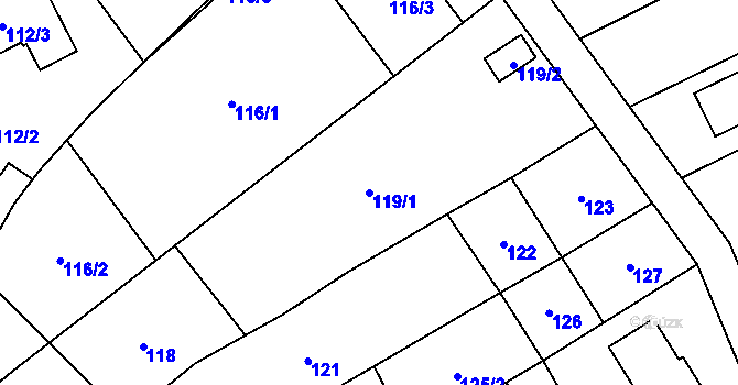 Parcela st. 119/1 v KÚ Vsisko, Katastrální mapa