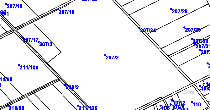 Parcela st. 207/2 v KÚ Vsisko, Katastrální mapa