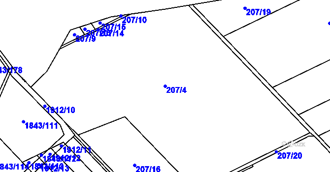 Parcela st. 207/4 v KÚ Vsisko, Katastrální mapa