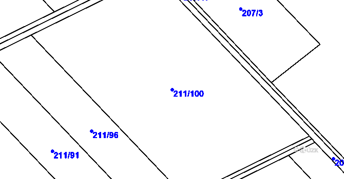 Parcela st. 211/100 v KÚ Vsisko, Katastrální mapa