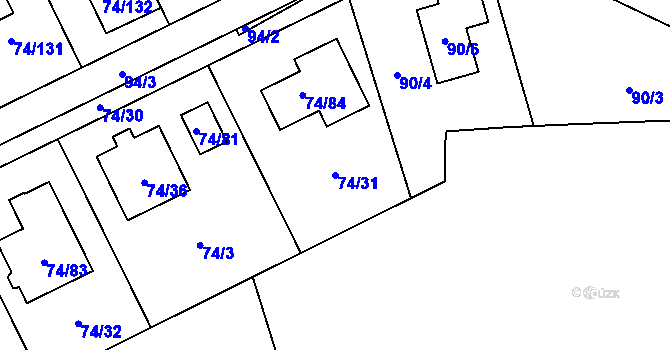 Parcela st. 74/31 v KÚ Vsisko, Katastrální mapa