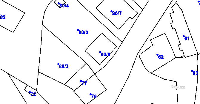 Parcela st. 80/8 v KÚ Vsisko, Katastrální mapa