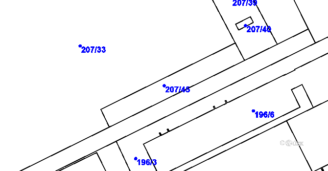 Parcela st. 207/45 v KÚ Vsisko, Katastrální mapa