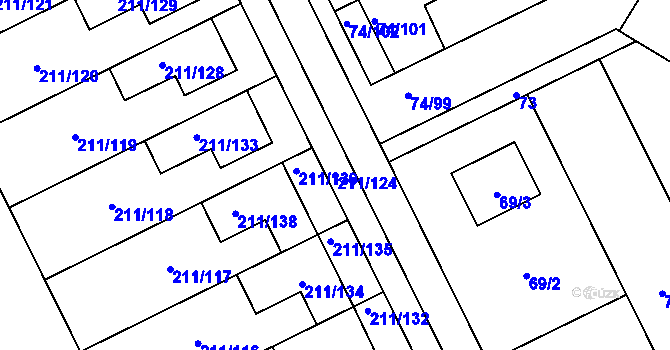 Parcela st. 211/124 v KÚ Vsisko, Katastrální mapa