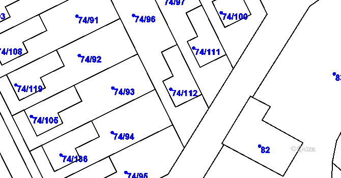 Parcela st. 74/112 v KÚ Vsisko, Katastrální mapa