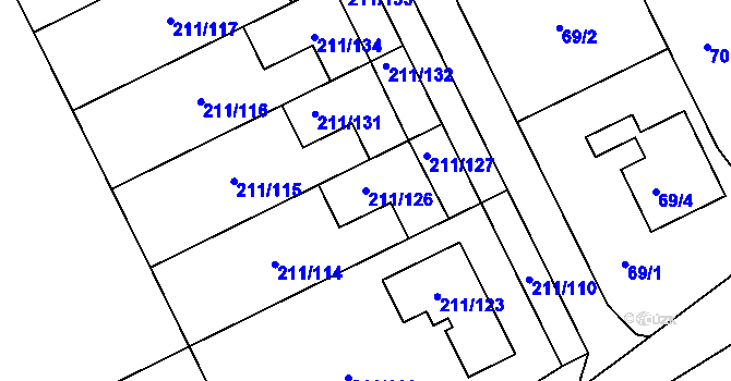 Parcela st. 211/126 v KÚ Vsisko, Katastrální mapa
