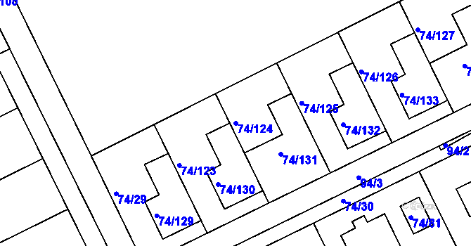 Parcela st. 74/124 v KÚ Vsisko, Katastrální mapa