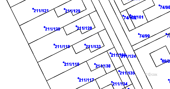 Parcela st. 211/133 v KÚ Vsisko, Katastrální mapa