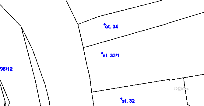 Parcela st. 33/1 v KÚ Vstiš, Katastrální mapa
