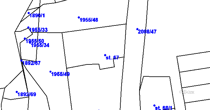 Parcela st. 67 v KÚ Vstiš, Katastrální mapa