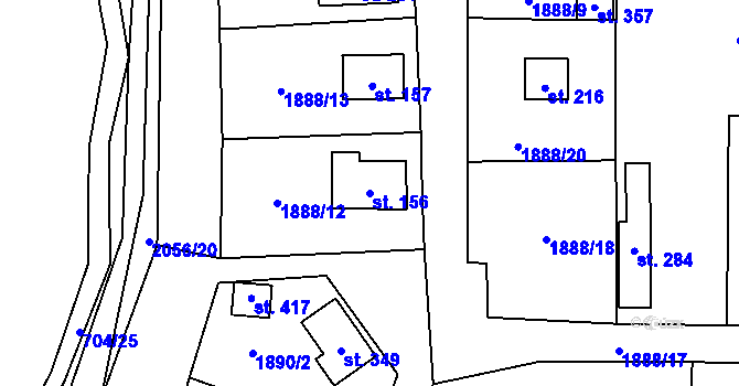 Parcela st. 156 v KÚ Vstiš, Katastrální mapa