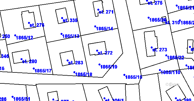 Parcela st. 272 v KÚ Vstiš, Katastrální mapa