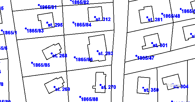 Parcela st. 293 v KÚ Vstiš, Katastrální mapa