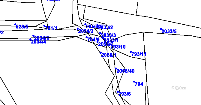 Parcela st. 2056/1 v KÚ Vstiš, Katastrální mapa